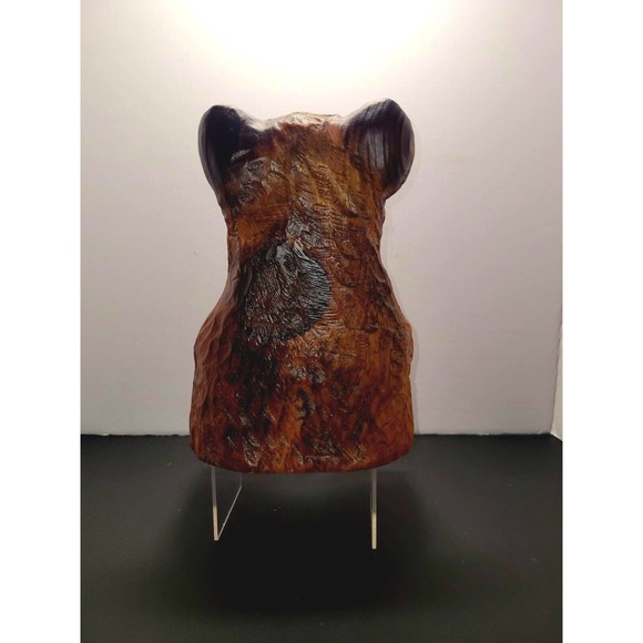 Vintage Hand Carved Bear Solid Wood Marble Eyes Medium 12" Monterey CA Wharf - Picture 9 of 16